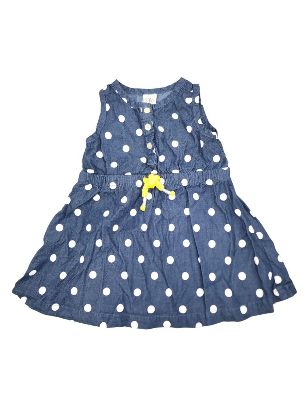 Baby Girl's Just One Year by Carter's Dark Denim White Polka Dot Dress 12 Months